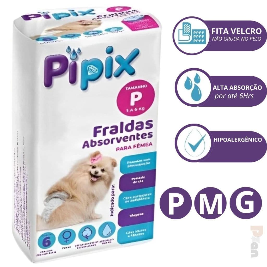 Fralda Descartável para Cachorro Fêmea Fralda Higiênica Para cães Pipix