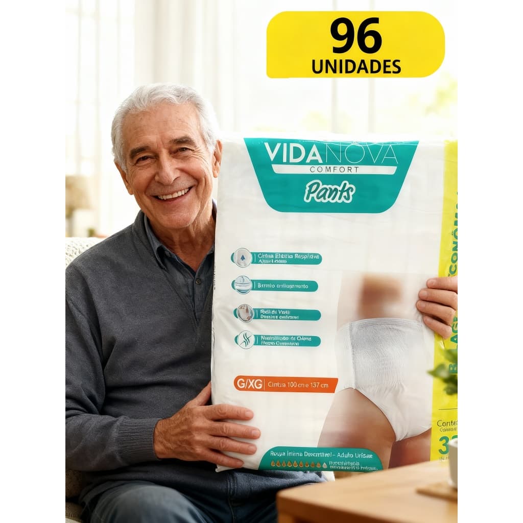 Vida Nova pants fralda idoso 96 unidades, calça geriatrica descartável