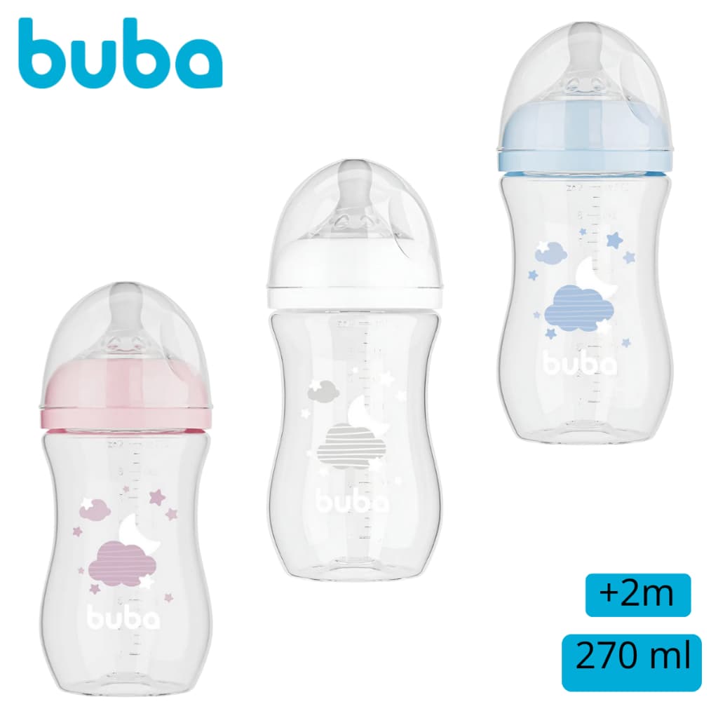 Mamadeira Buba 270ml Bico Silicone Ultrasoft Fluxo 2 Anti Vazamento Anti Cólica Bebe +2m Easy Flow