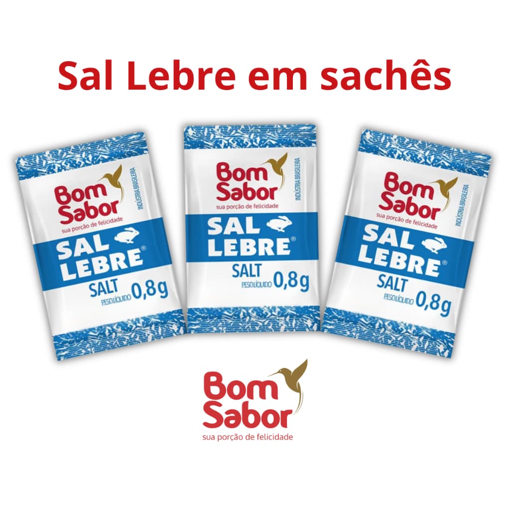 Sal lebre Iodado Sachê 0,8g Bom Sabor Ótimo Para Salada | Marmitex