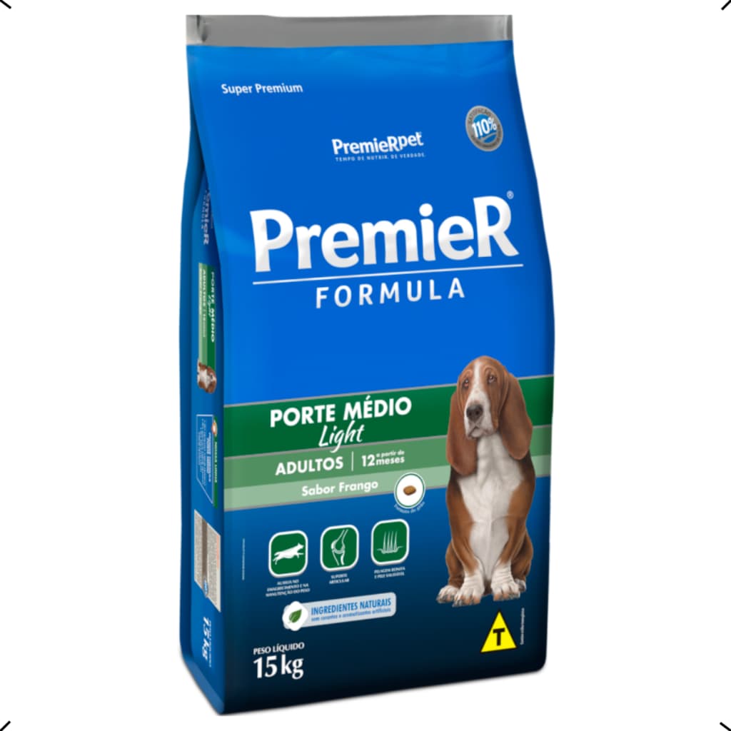 RAÇÃO PREMIER FORMULA LIGHT AULTO RAÇA MEDIA 15KG