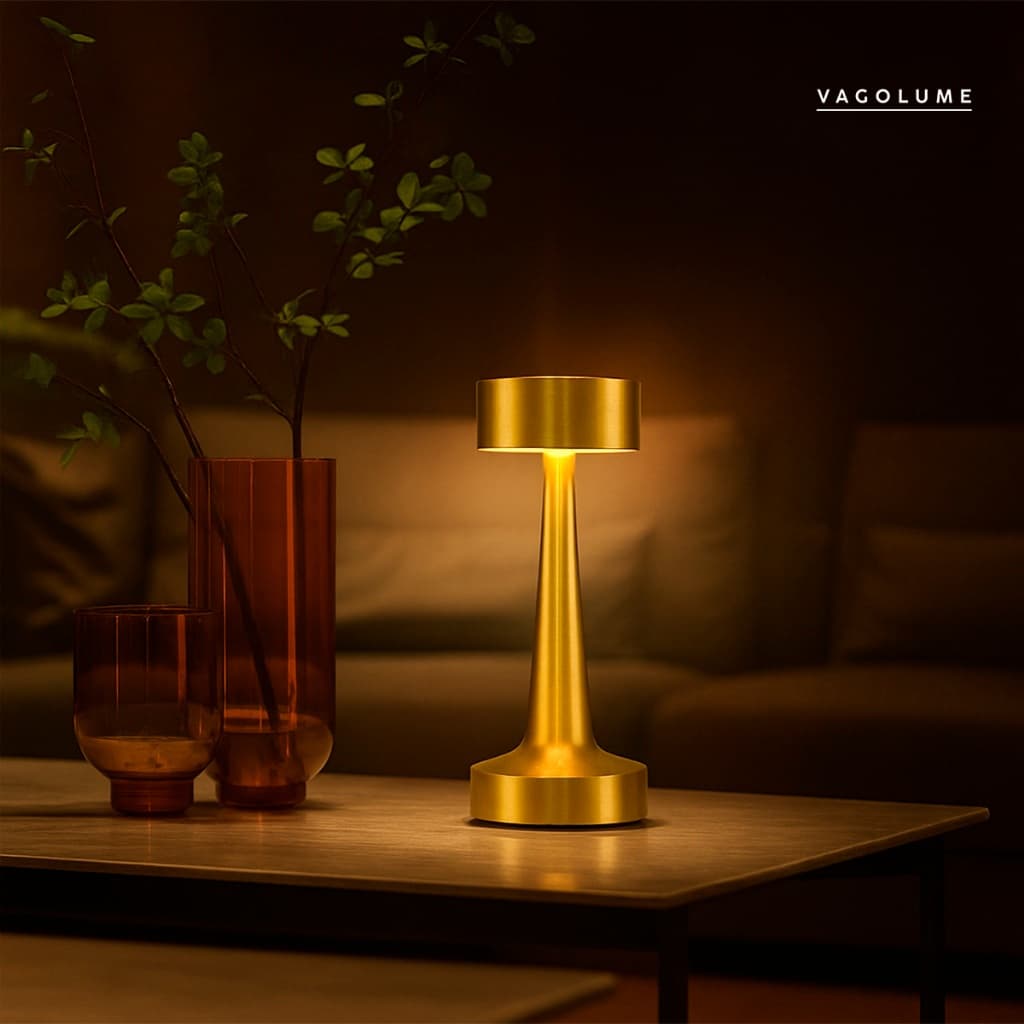 Luminária Sem Fio Led Para Quarto Candeeiro Dumbbell Touch De Quarto Luxuosa Com 3 Tons de Led