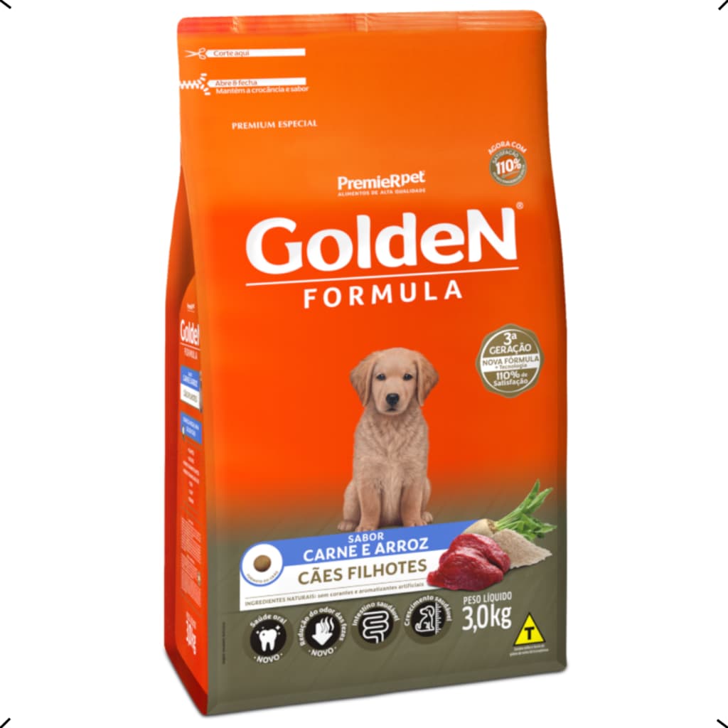 RAÇÃO GOLDEN FORMULA FILHOTE RAÇA MEDIA E GRANDE CARNE 15KG