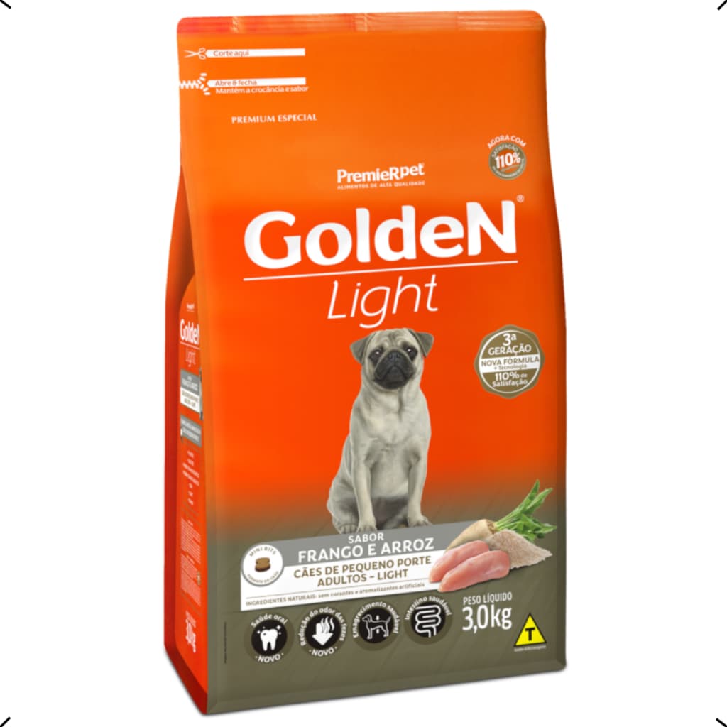 RAÇÃO GOLDEN FORMULA LIGHT ADULTO RAÇA PEQUENA 10KG