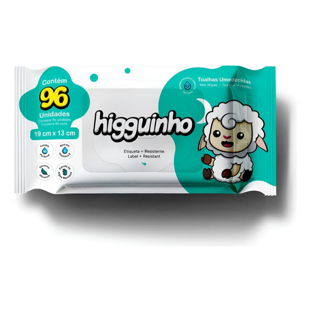 Toalha Lenço Umedecido Higguinho 96 Unidades | Macio | Hipoalergênico | Uso Diário Bebê