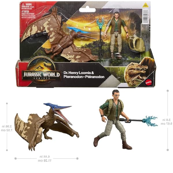 Conj. Boneco Articulado Jurassic World Rebirth Dr. Henry Pteranodon