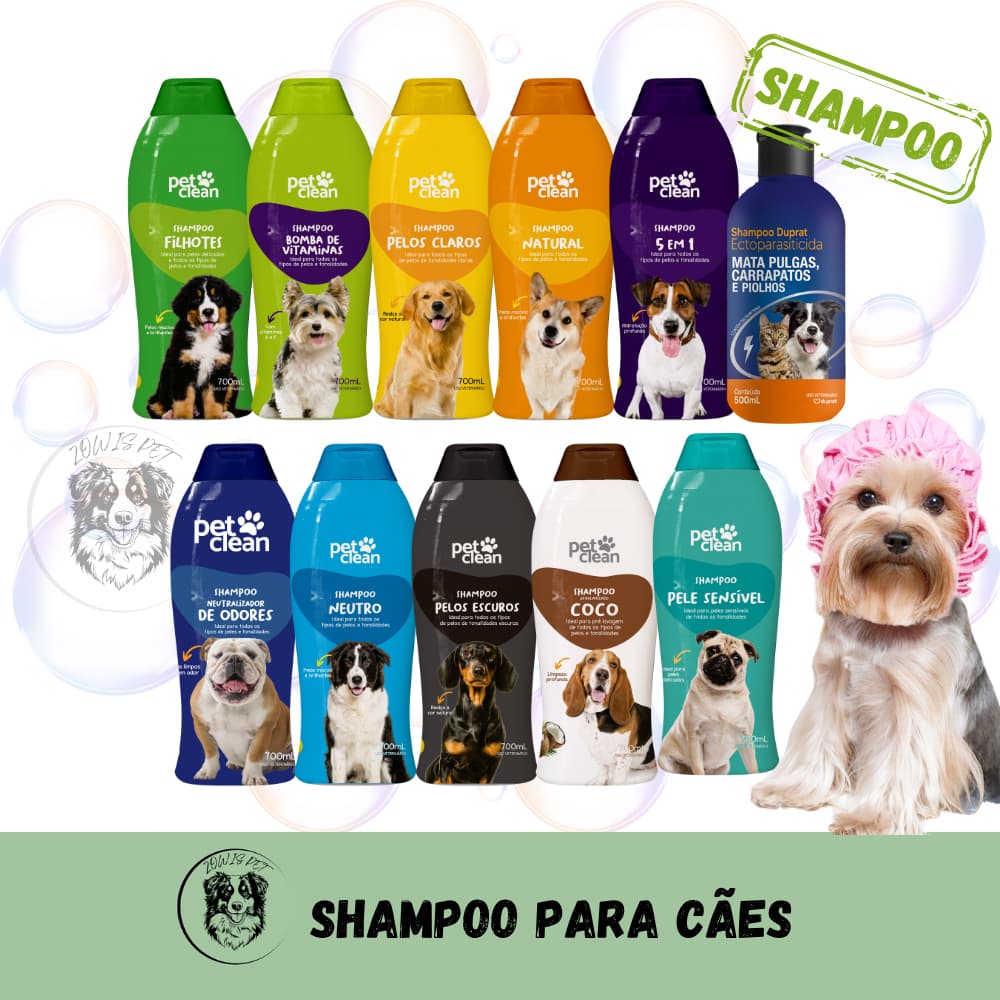Shampoo para Cães e Gatos Filhote Adulto Anti Pulgas 700 ml e 500 ml - 1 Unidade - Pet Clean