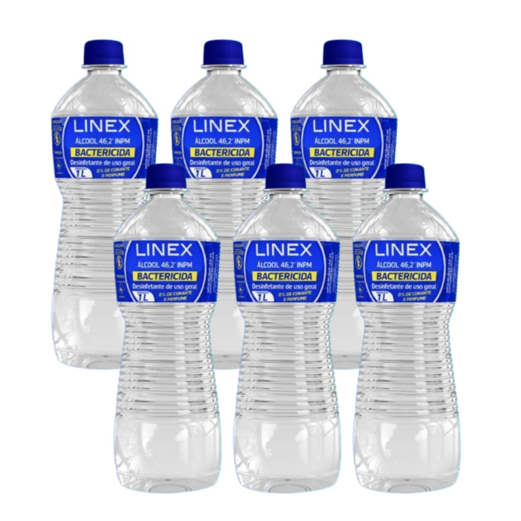 kIT 6 Álcool Líquido Bactericida Desinfetante Uso Geral