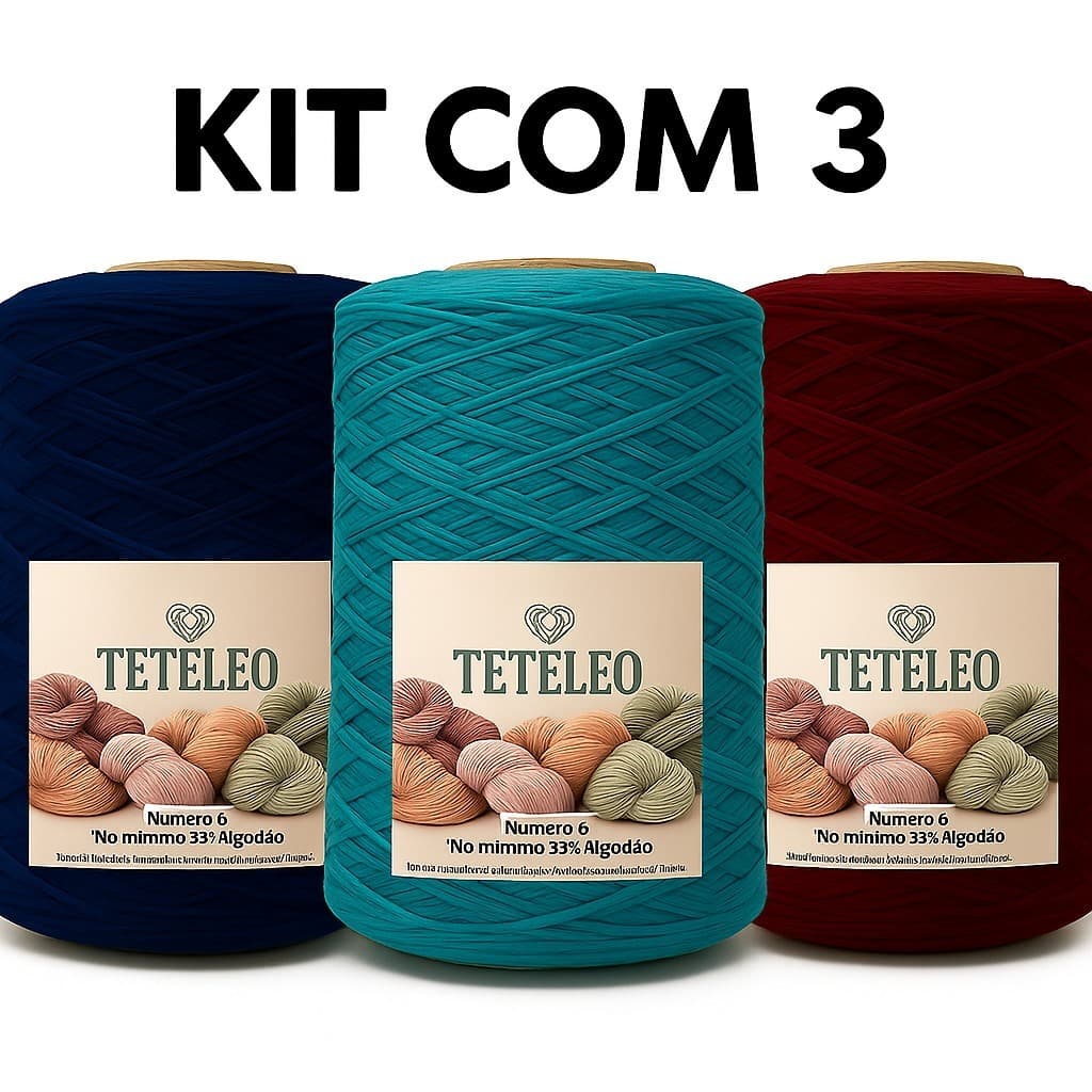 Kit 3 Barbante Para Crochê Teteleo Fio Especial Artesanato Número 6 Colorido N.º 6