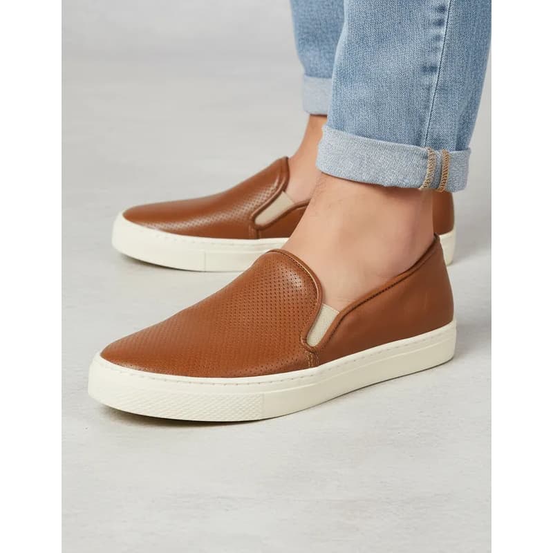 Sapatenis Feminino Slip Casual Sapato Elástico Confortável Tênis de Couro Solado Antiderrapante