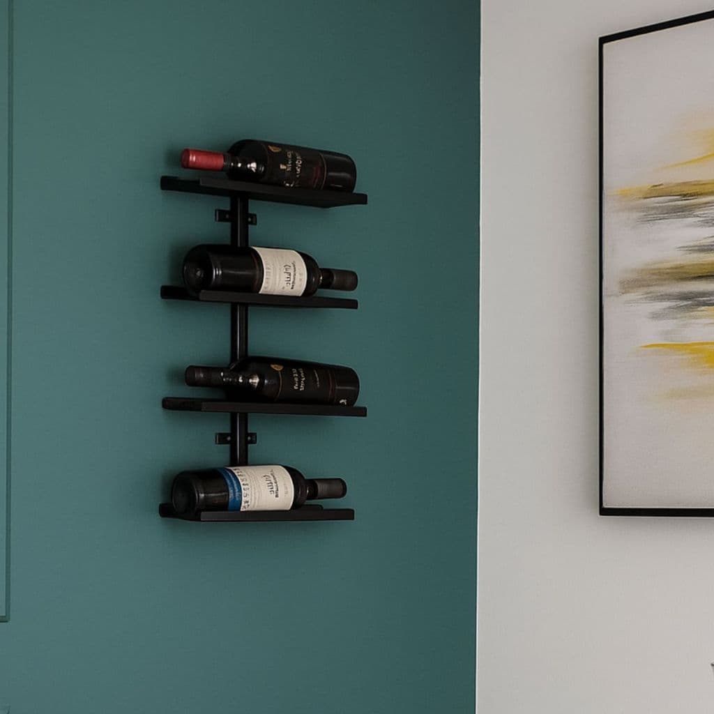 Adega Suspensa De Parede Suporte Vinho 4 Garrafa Desalinhada Vertical Bebidas Moderno Organizador Industrial Top 1