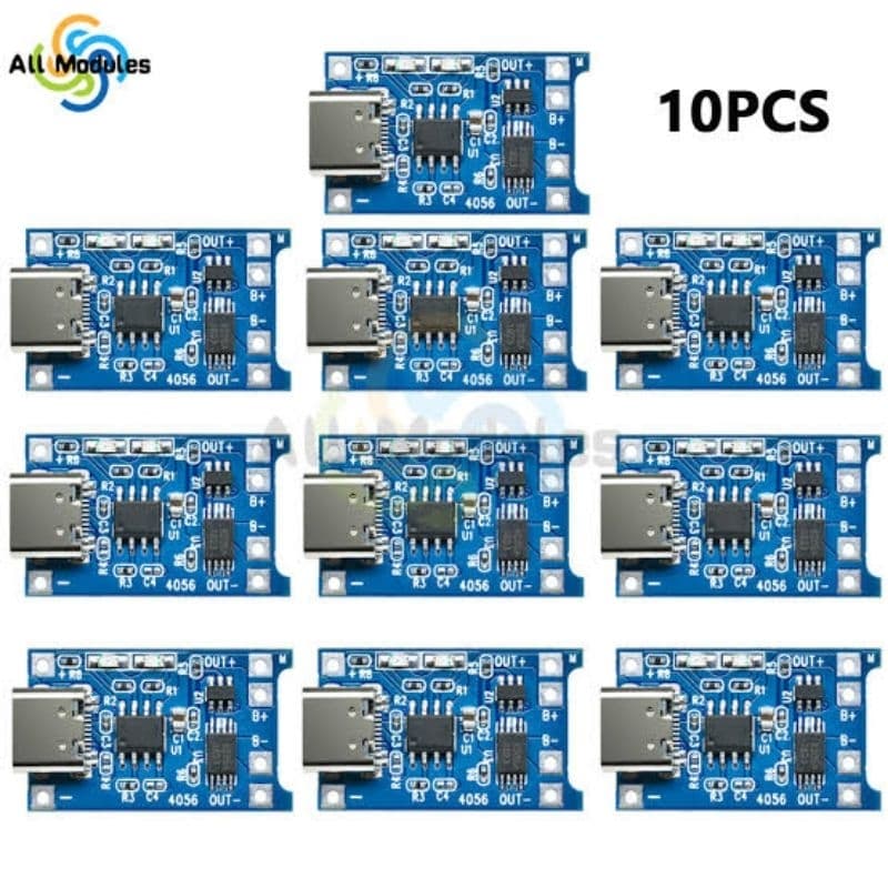 10 unidades TP4056 USB C módulo bateria de litio