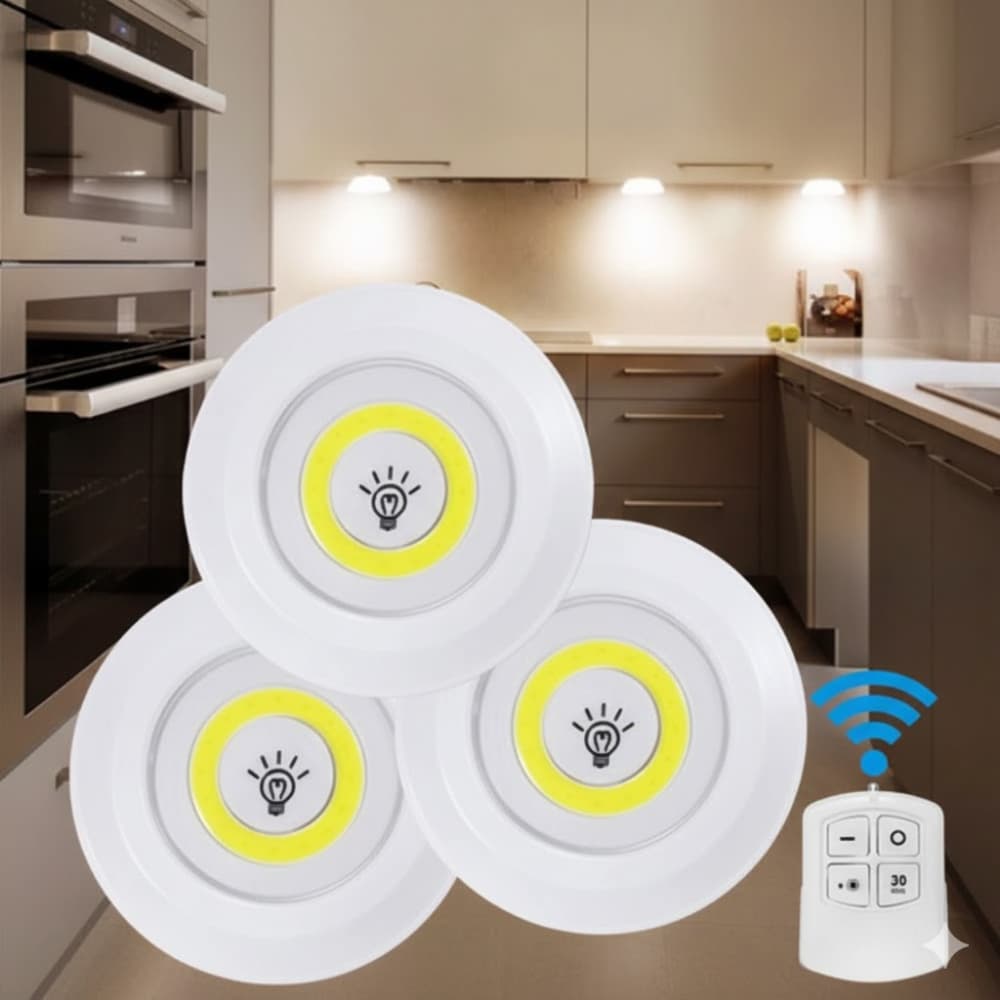 Kit 3 Luminária de Led Lâmpada Luz Led Sem Fio Spot 15W Com Controle Branco Portátil