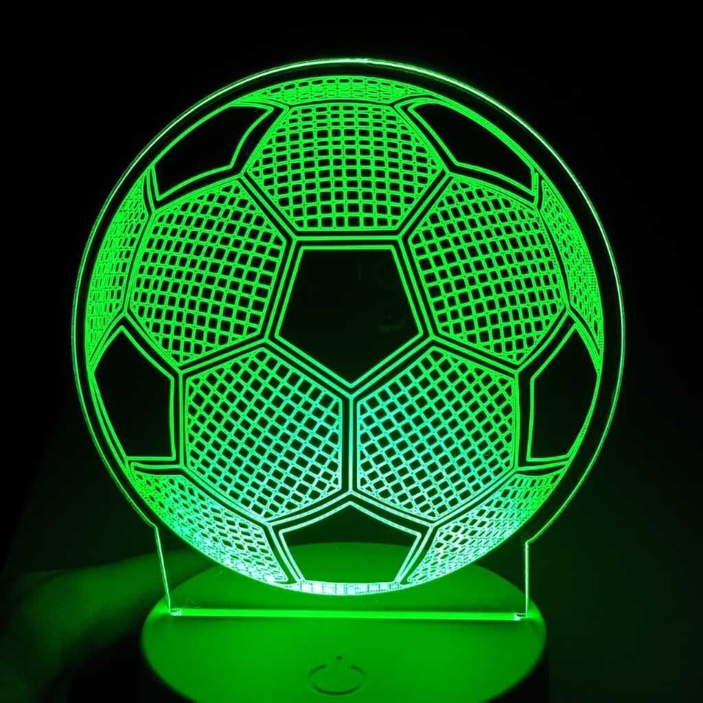 Abajur Luminária Bola de Futebol Jogador Led 3D Ac0076 Presente Criativo menino Luz Noturna Decoração Quarto infantil