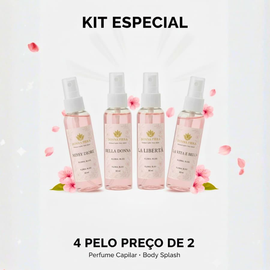 Kit Body Splash Perfume Capilar Feminino Inspiração em perfumes importados 30 ml