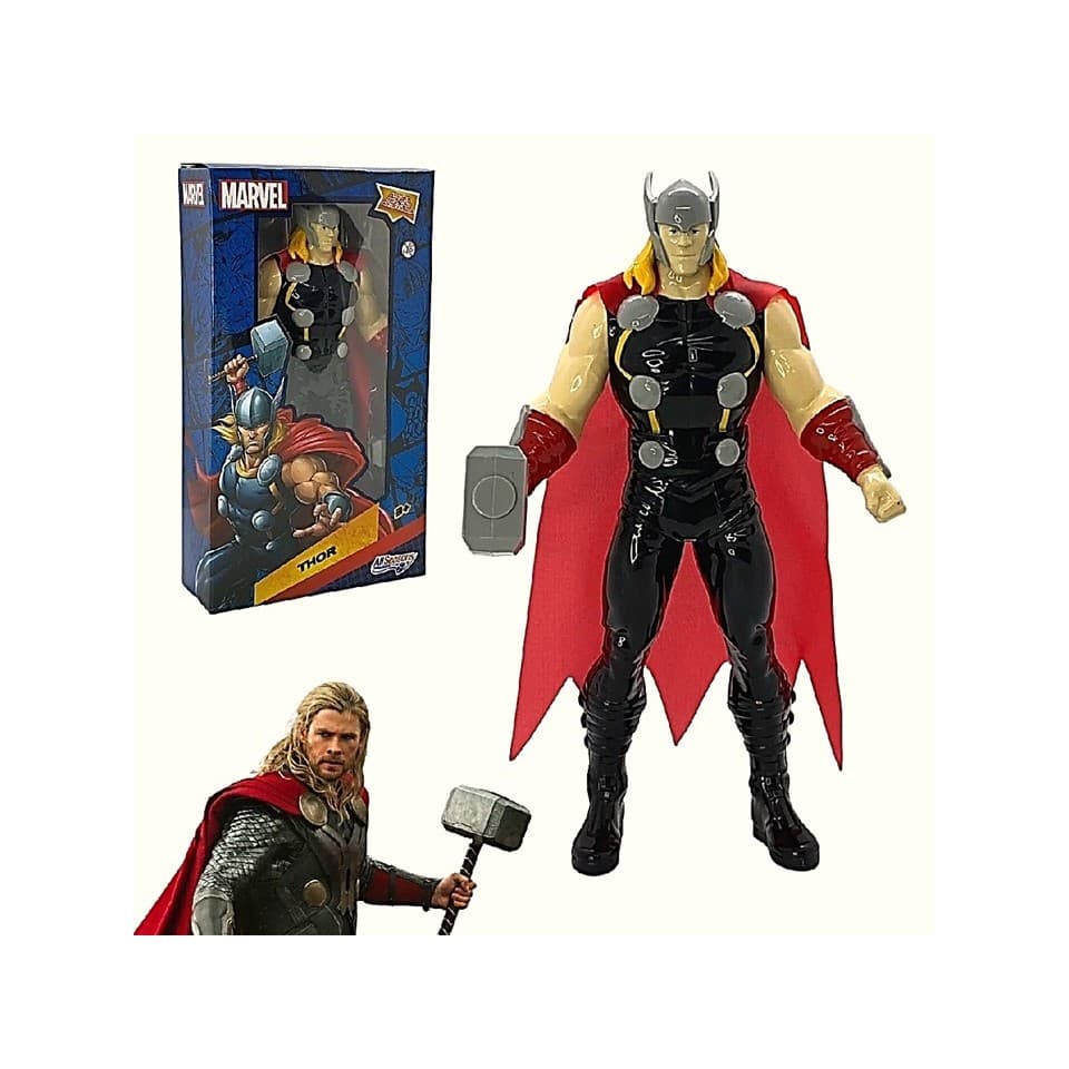 Boneco Thor e Martelo Original Articulado Marvel Vingadores 22 cm de Altura ALL SEASONS