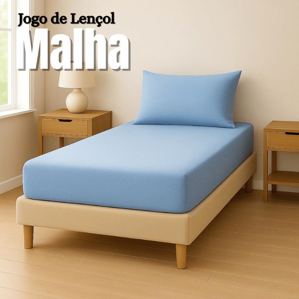Kit Jogo de Lençol Malha 100% Algodão Fronhas Solteiro Casal Queen King Varias Cores Oferta Premium