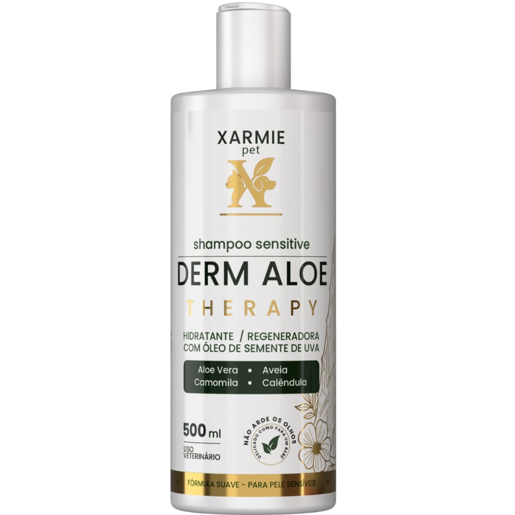 XARMIE Shampoo Derm Aloe Therapy Antibacteriano e Antifúngico Para Cães e Gato 500ml