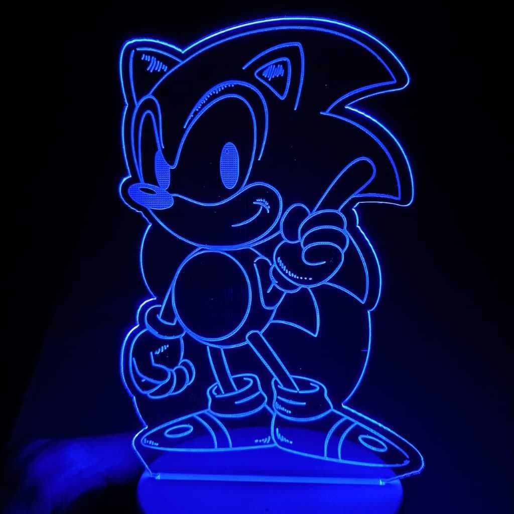 Abajur Luminária Sonic Led 3D Ac0217 Presente natal aniversário Menino garoto bebê infantil irmãos Criativo Luz Noturna