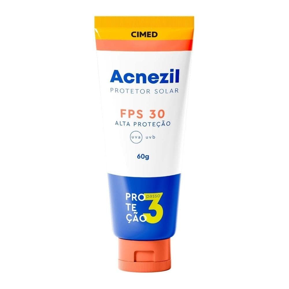 Protetor Solar Facial Acnezil FPS 30 Oil Control Cimed 60g Pele Acneica Oil-Free UVA UVB