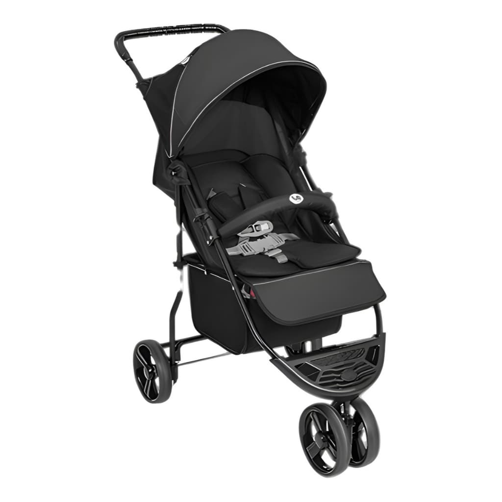 Carrinho De Bebê Horus Tutty Baby 3 Rodas Berço Preto E Cinza 0-15kg