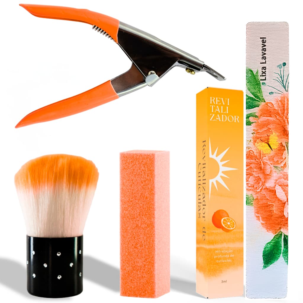 Kit Completo de Acessórios para Unhas com Cortador Lixas Pincel e Caneta Óleo