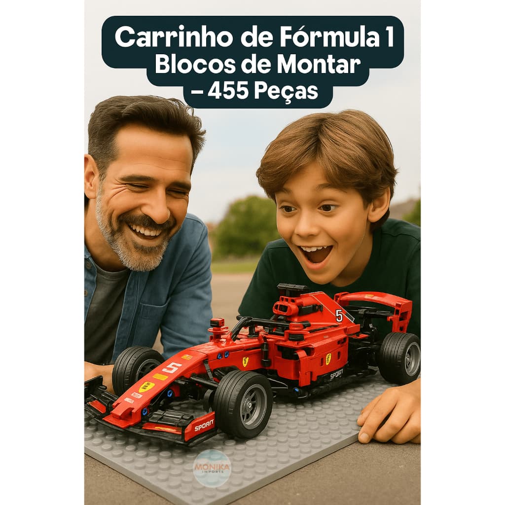 Carrinho de Fórmula 1 Estilo Lego Blocos de Montar Com 455 peças– Monte Você Mesmo