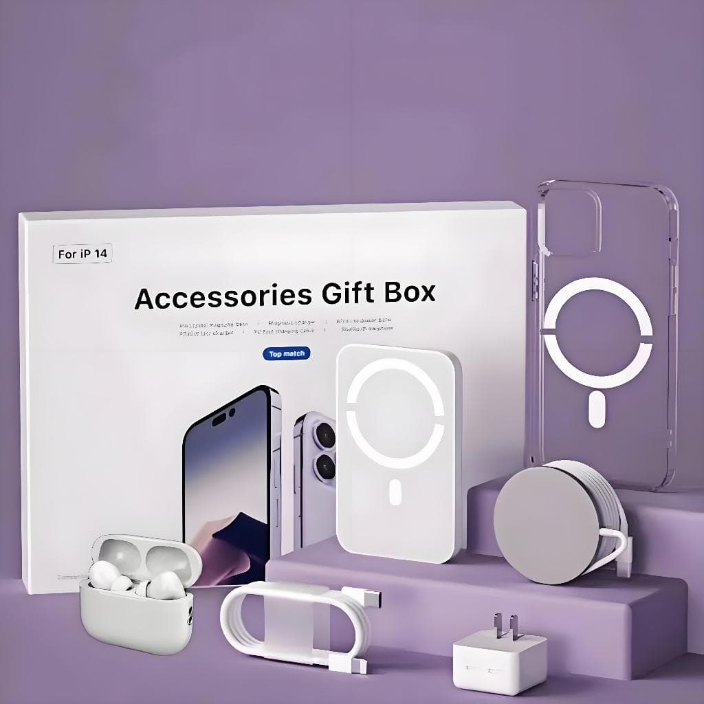 Kit Completo para iPhone 6/13/14/15 - Carregador Indutivo, Cabo de Dados, Fone Bluetooth e Power Bank P2