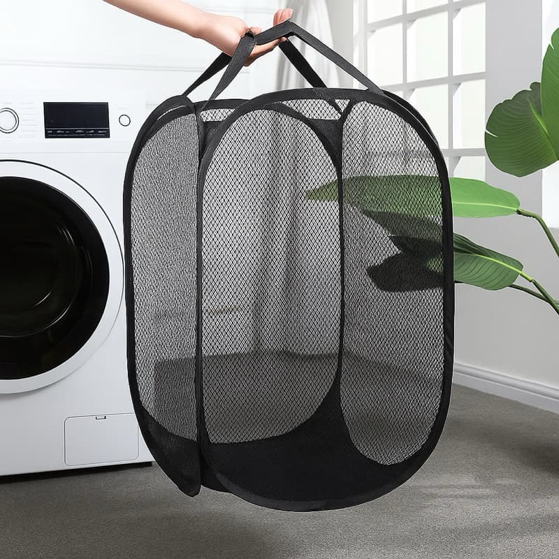 Cesto de Roupa Suja Dobrável Nylon Organizador Lavanderia Quarto Banheiro