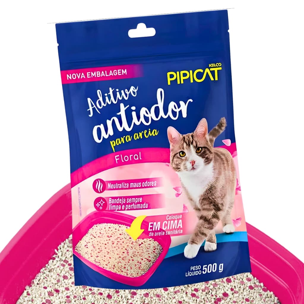 Aditivo Antiodor Pipicat Floral 500g Para Areia Sanitária Higiênica De Gatos - Kelco