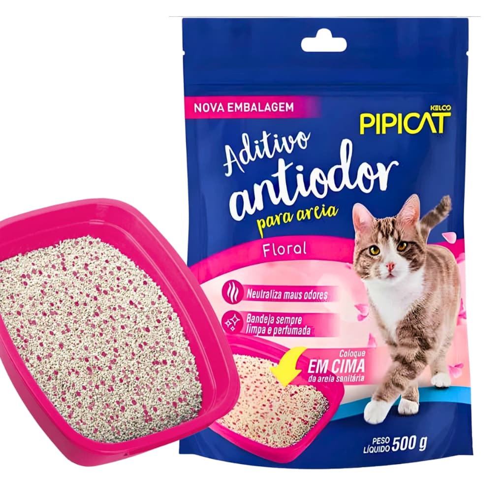 Aditivo Para Areia Sanitária De Gatos Pipicat Floral 500g Controle De Odores - Kelco