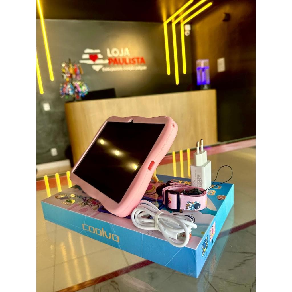 Tablet Infantil Coolvo C08 – Android | Capa Antichoque | Rosa e Azul | Kids Study Tablet