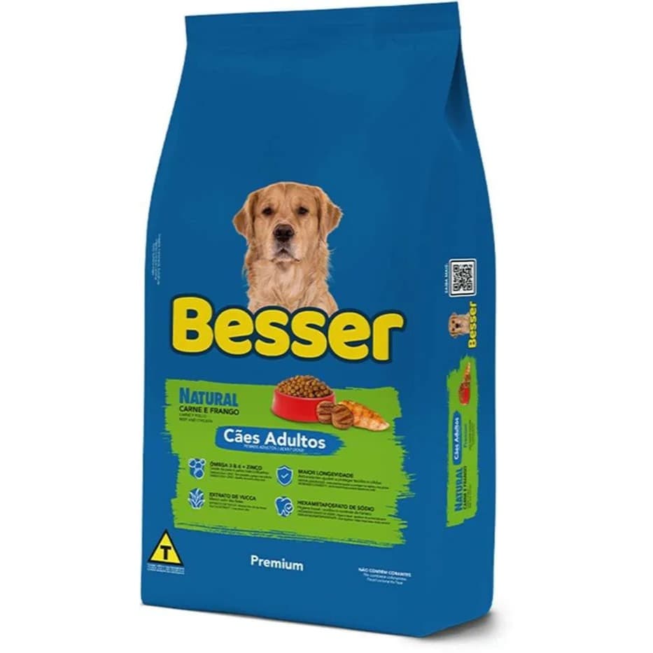 Ração Premium Besser 7kg Para Cachorro Adultos Médio e Grande Porte Carne e Frango