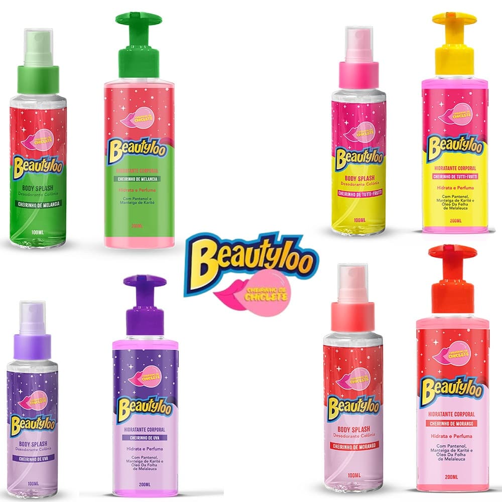 Kit Cuidado Corporal BodySplash e Hidratante Corporal Cheirinho De Chiclete Beautyloo Face Beautiful