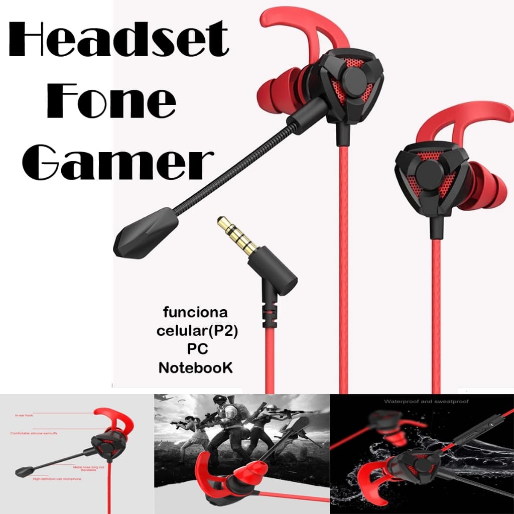 Headset gamer Preto Fone de ouvido P2 com Microfone destacável PC Notebook PS4 Xbox  Celular Jogos  com qualidade