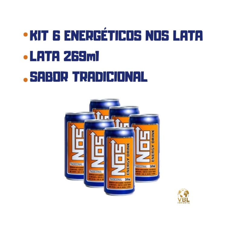 Energético Nos Tradicional 269ml Kit com 6 Latas Original