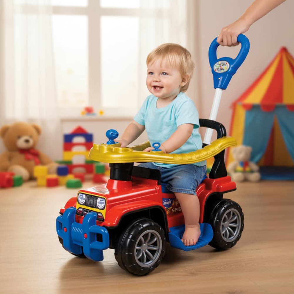 Carrinho Passeio Infantil Jip Spider Haste Controle Fácil Rodas Reforçadas Assento Confortável