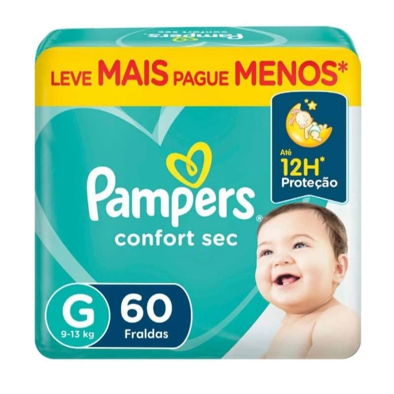 Fralda Pampers Confort Sec G 60 unidades