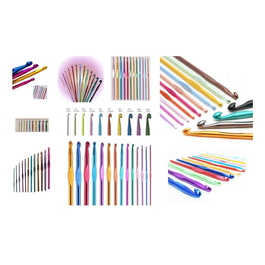 Kit Agulha Para Barbante - Pacote Com 12 Tamanhos Kit Agulha Para Crochê De Alumínio Colorida NYBC!