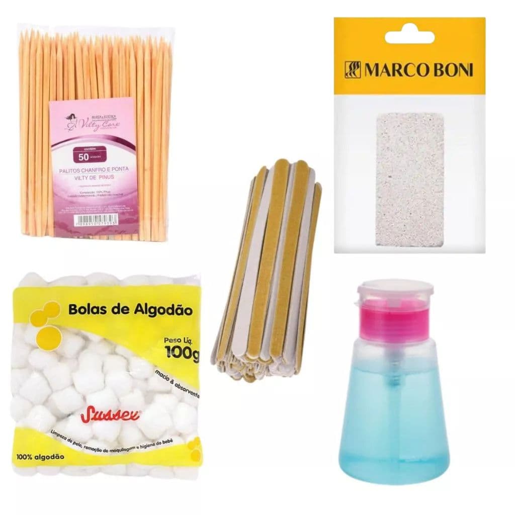 Kit Manicure Completo Palito Lixa Algodão
