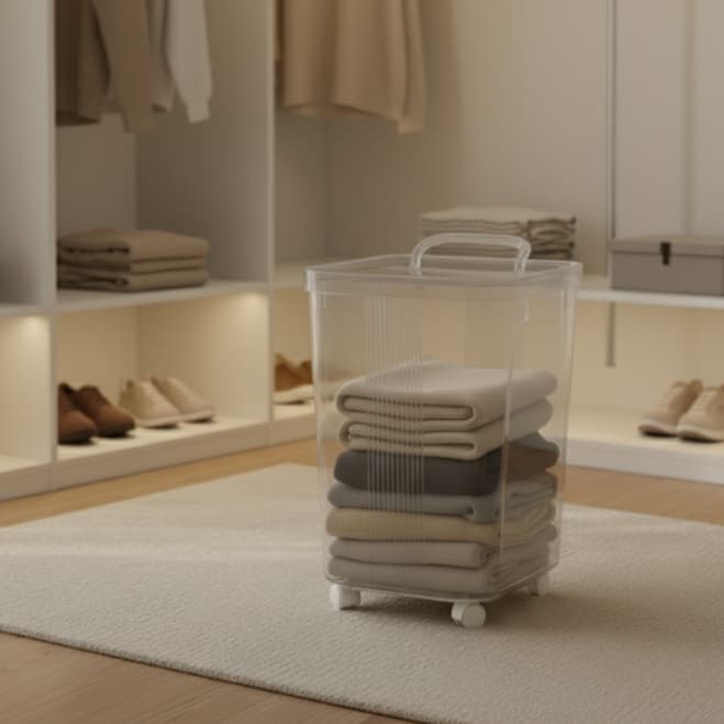 Cesto Acrílico Balde Organizador 61cm Alto Plástico Similar Acrílico Rodinhas 360 Cesto Vertical Para Quarto E Banheiro