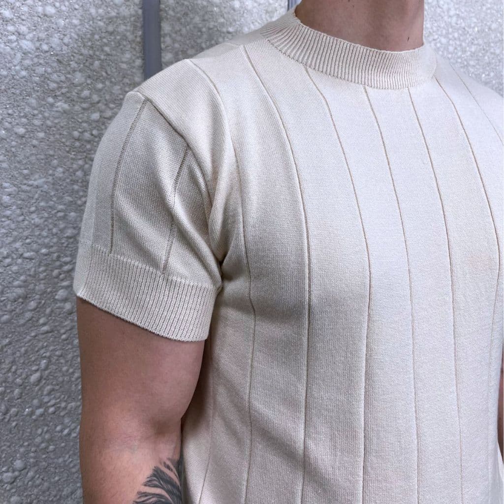 Camiseta Masculina Slim Camisa Viscose Modal Elegante Social Canelada