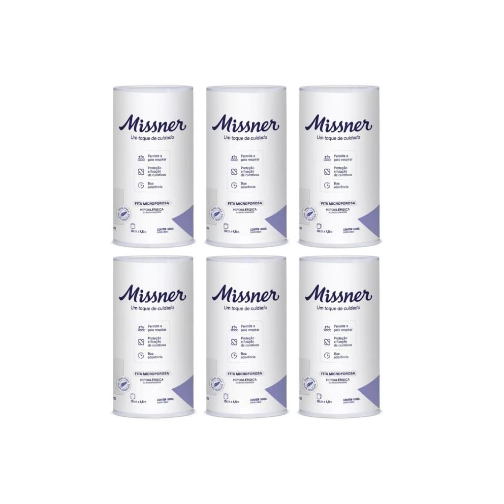 Kit 6 Fitas Micropore Branca 10cm X 4,5m Missner