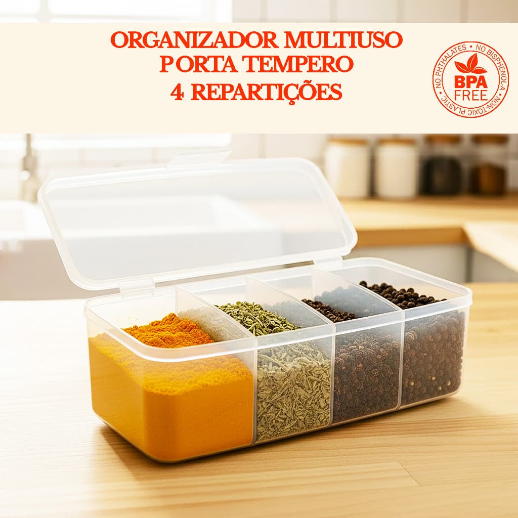 Pote Organizador Multiuso Porta Temperos Porta Condimentos Organizador Com Divisórias