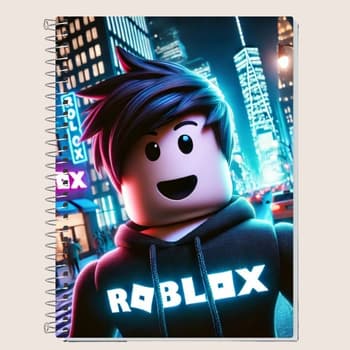 Caderno Gamer Personalizado Roblox | 1, 10, 15 ou 20 Matérias | Capa Dura e Espiral | Jogatina nos seus Estudos!