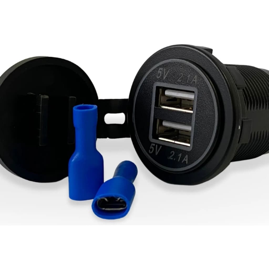 Tomada Carregador VEICULAR UNIVERSAL Usb Plug 2 Saídas 3.1a Led Azul Azul