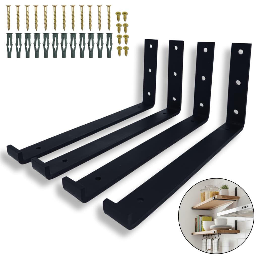 4 Suportes De Prateleira 25cm Formato L De Parede Mão Francesa Design Moderno Alta Resistência