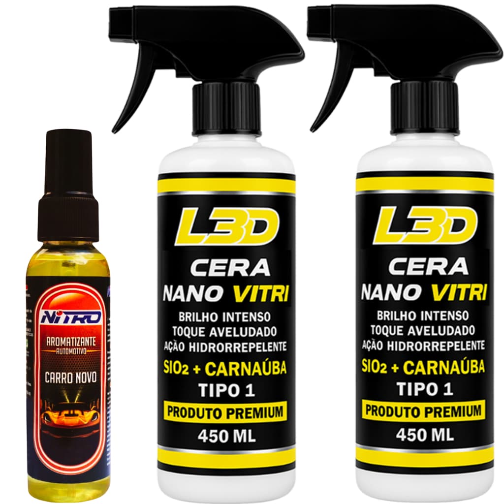 Kit 2x Cera Cristalizadora + Aromatizante - Brilho + Cheiro de Carro Novo