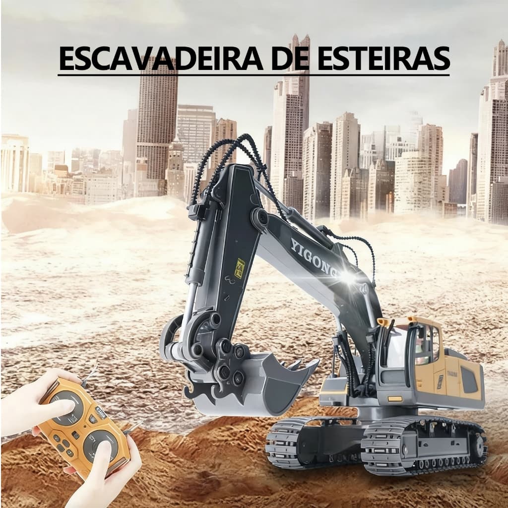 Brinquedo Carrinho de Controle Remoto: Escavadeira, Trator e Aventura para a Hora do Ninho! Diversão Garantida.kids