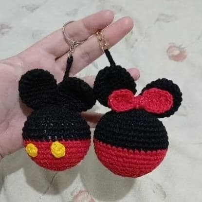 kit de 2 Chaveiros Mickey e Minnie Amigurumi Crochê